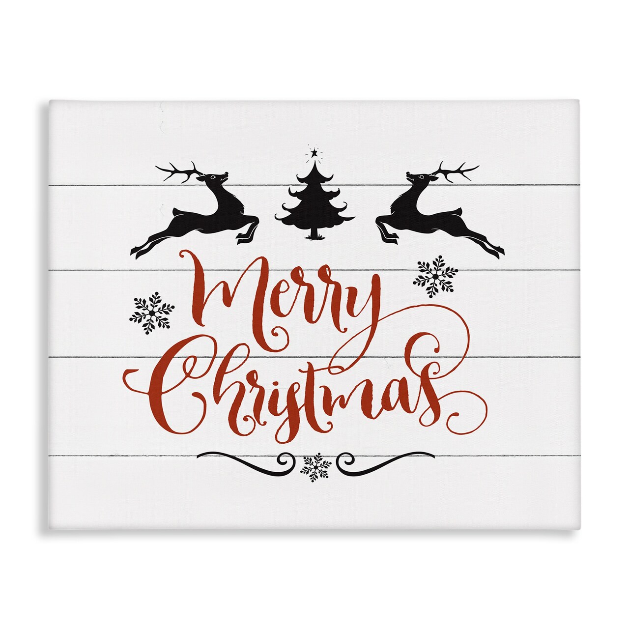 Stupell Industries Merry Christmas with Reindeer Canvas Wall Art